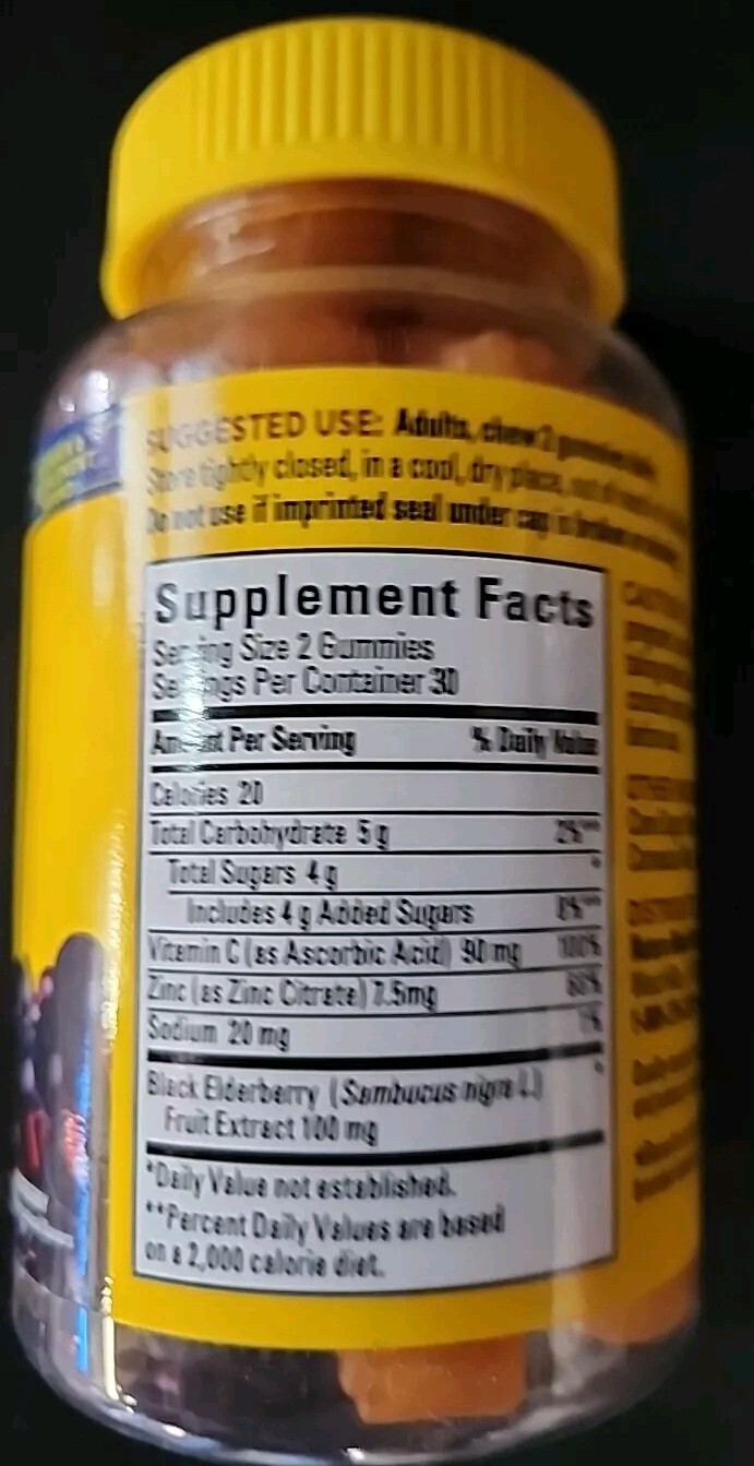 Nature Made Elderberry with Vitamin C & Zinc Raspberry Flavor Exp 12/2025