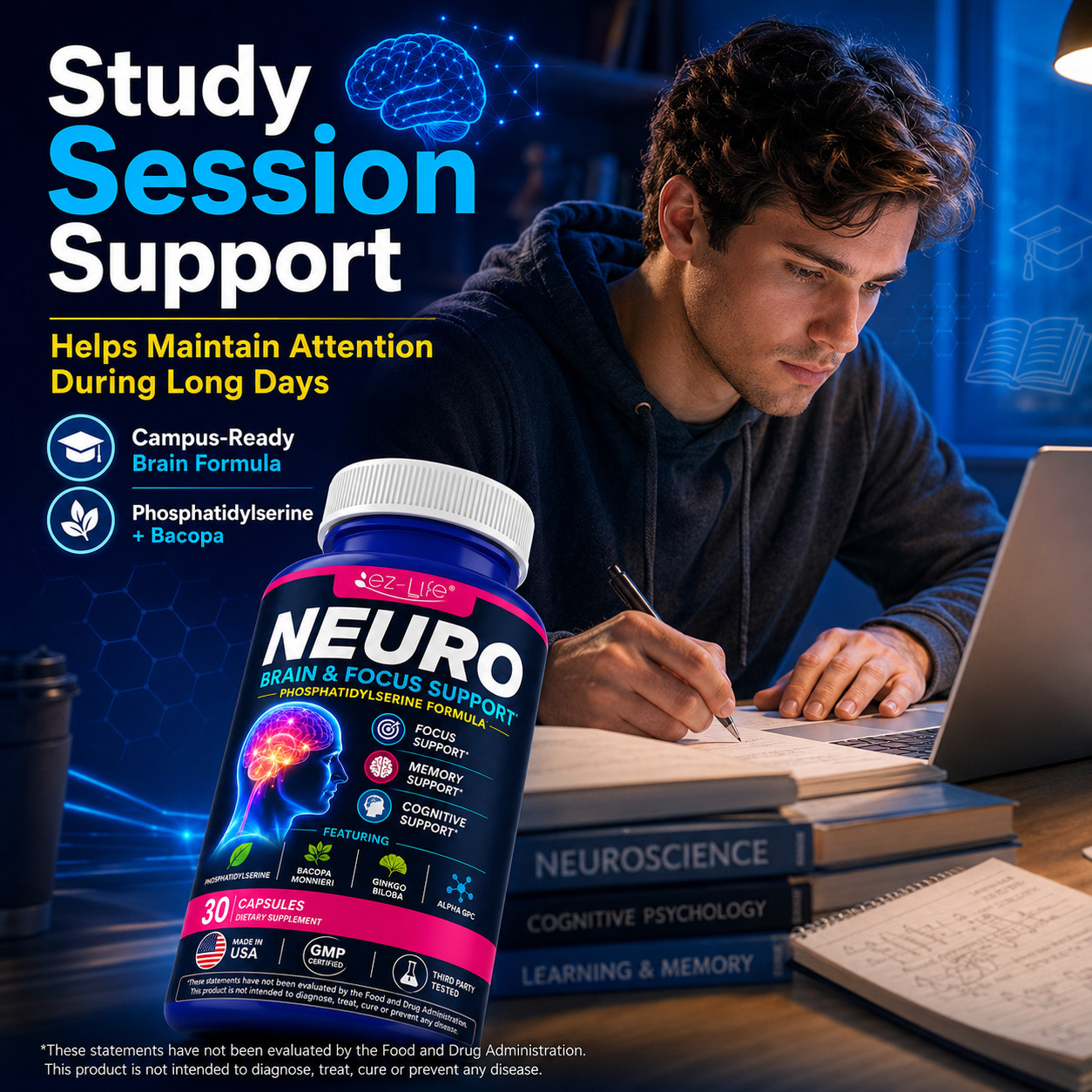 Nootropic Brain Health Supplement For Memory, Concentration, and Focus 60 Caps