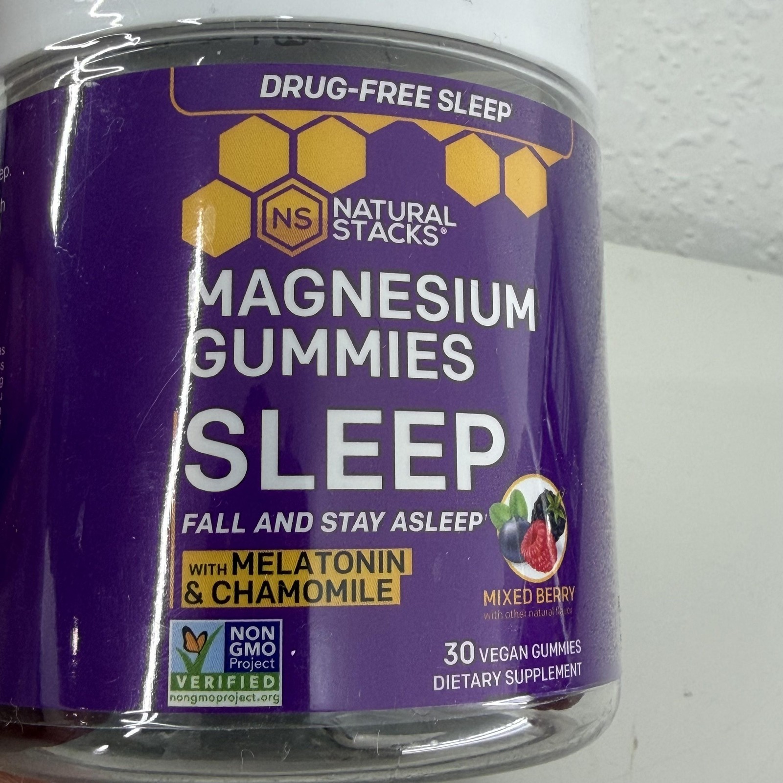 3pk Natural Stacks Magnesium Gummies Sleep 30ct Mixed Berry Vegan Exp 11/27