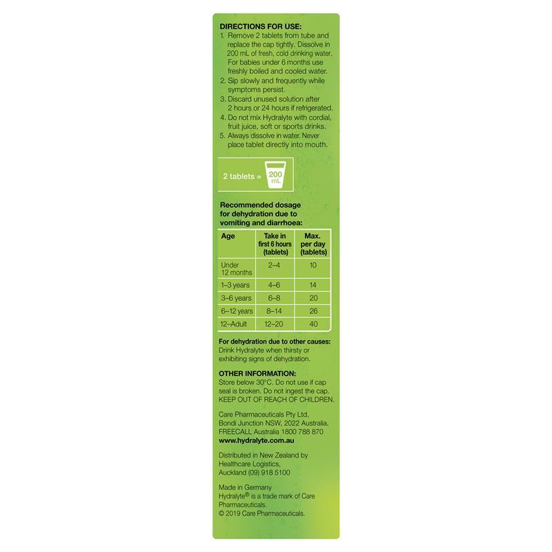 Hydralyte Effervescent Electrolyte Lemon Lime Flavour For Dehydration 20 Tablets