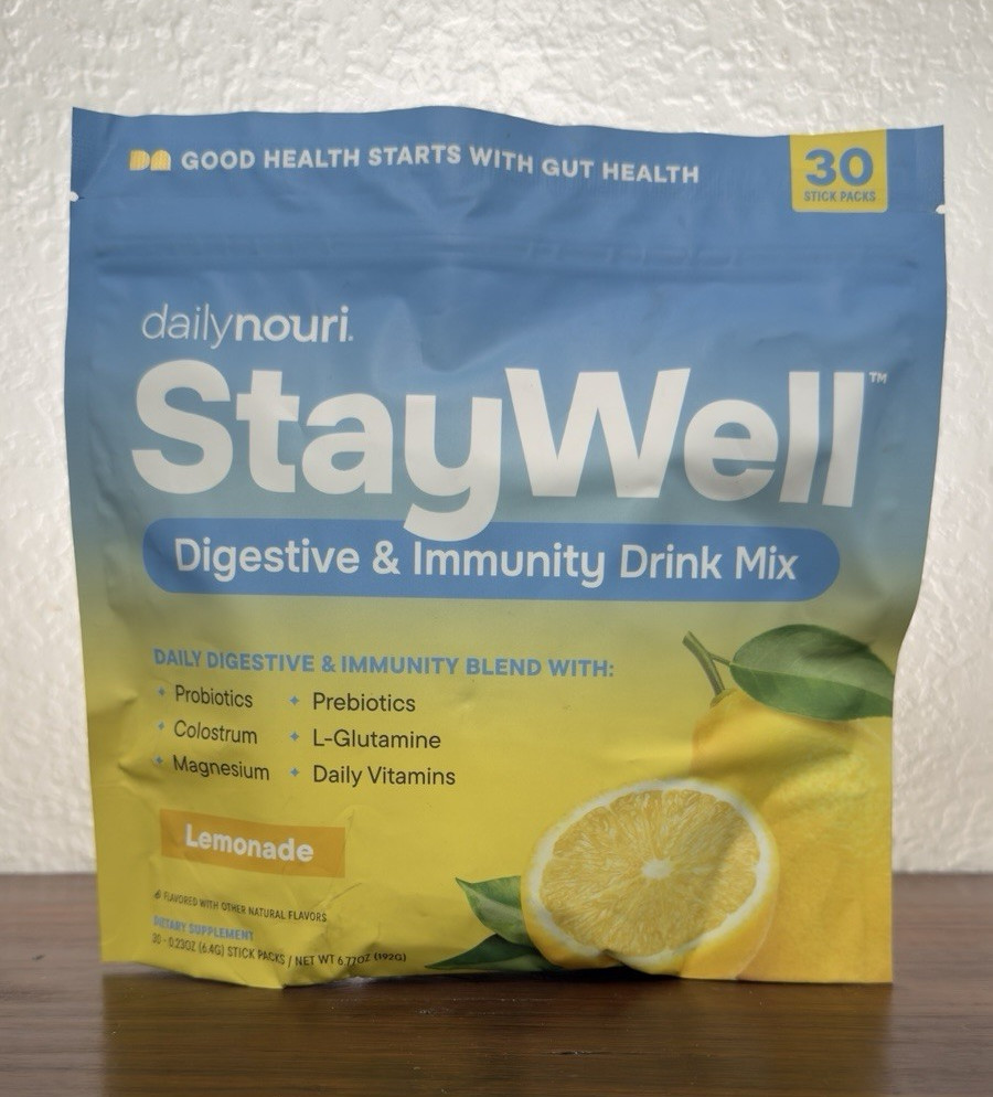 dailynouri StayWell Digestive & Immunity Drink Mix Lemonade 30 Stick Packs