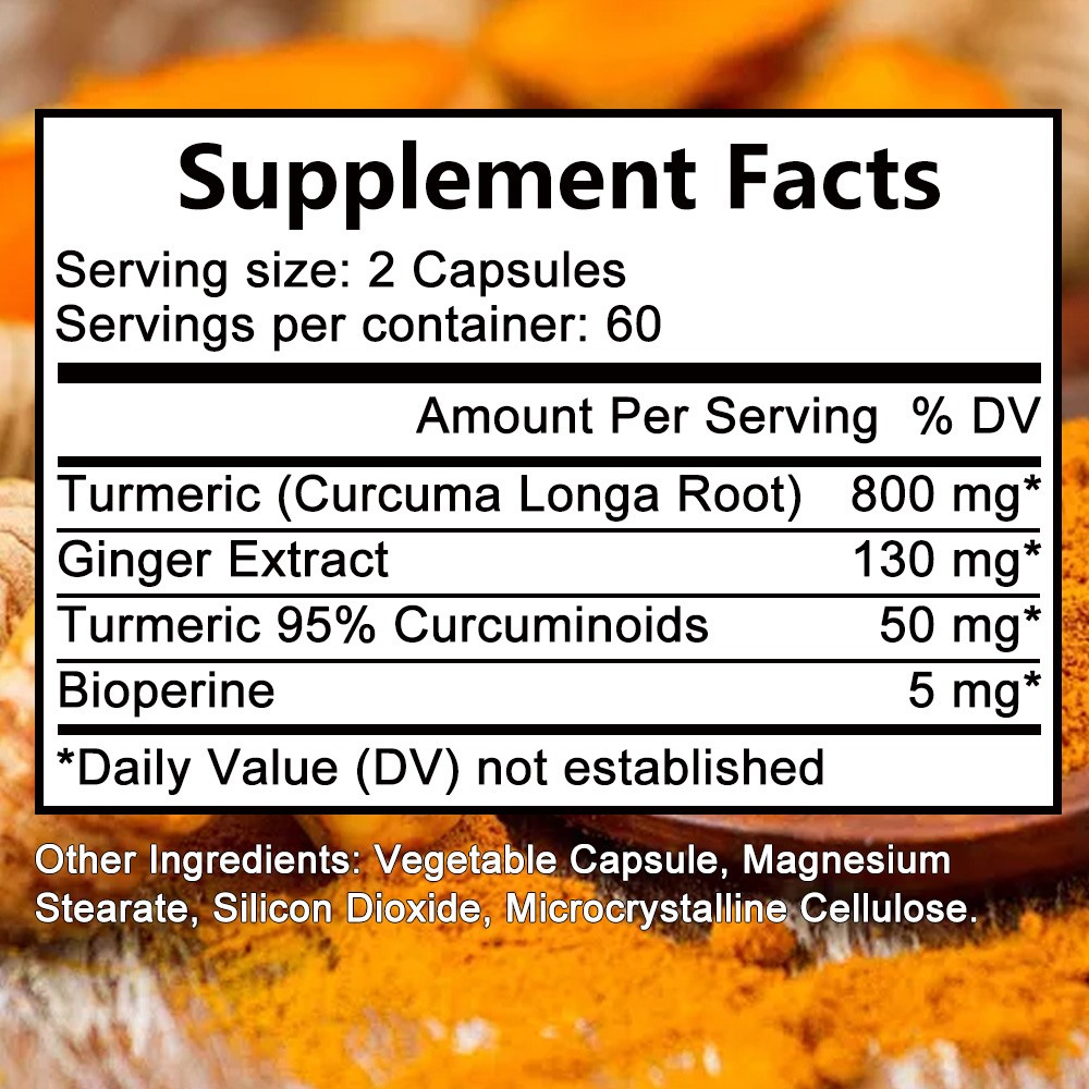 Curcuin Extract 800mg 30/60/120 Caps Support Joint Bone Health Non-GMO