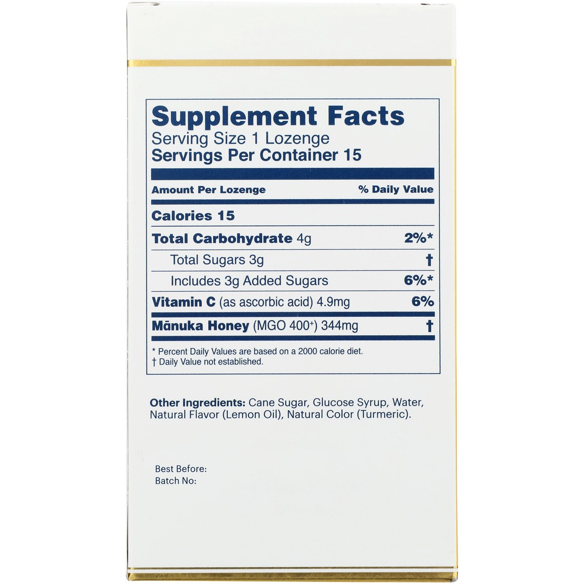 Manuka Health Honey Lozenges Natural Lemon Flavor 15 Ct 3 Pack