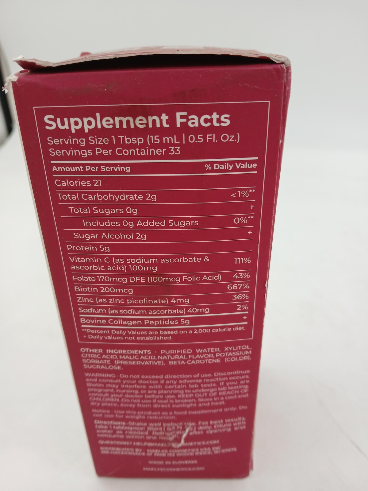 MAELYS Collagen + Biotin 16.9 Fl Oz Orange Peach Hair Skin Nails Supplement