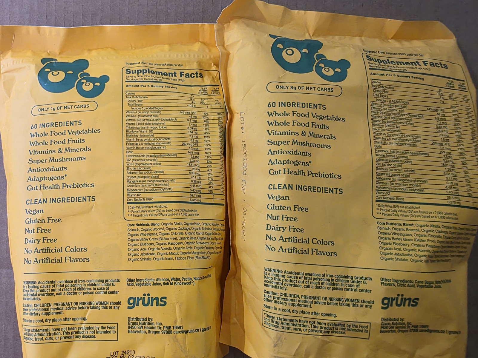 grüns Superfoods Greens Gummies 168 Kids Sugar-Free Vegan Gluten-Free Nut Free