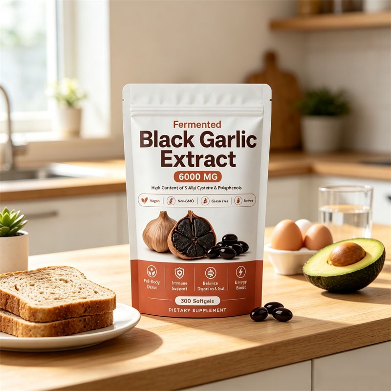 Black Garlic Extract Softgels 300ct, Odorless Vegan Non-GMO Supplement
