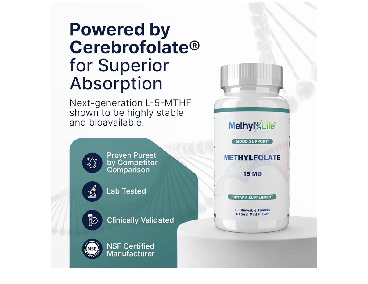 Methyl-Life L-Methylfolate 15 mg for Women Men Active Folate Supplement 90Tablet