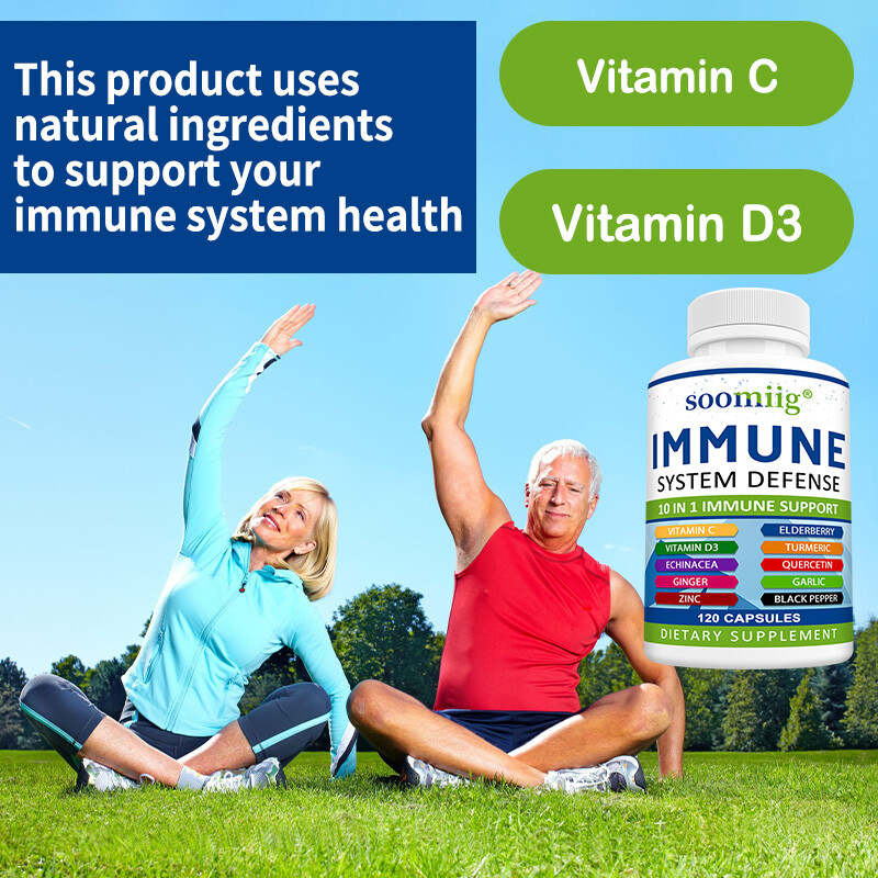 Immune System Defense Support Supplement Vitamin C D3 Quercetin Turmeric 30-120