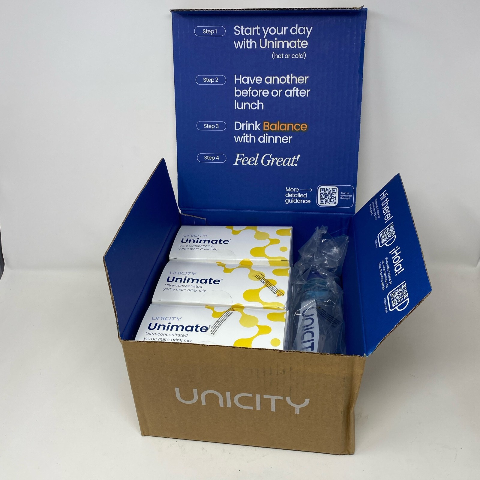 Unicity Unimate Lemon Ultra-Concentrated Drink Mix 90 Sachets + Bottle