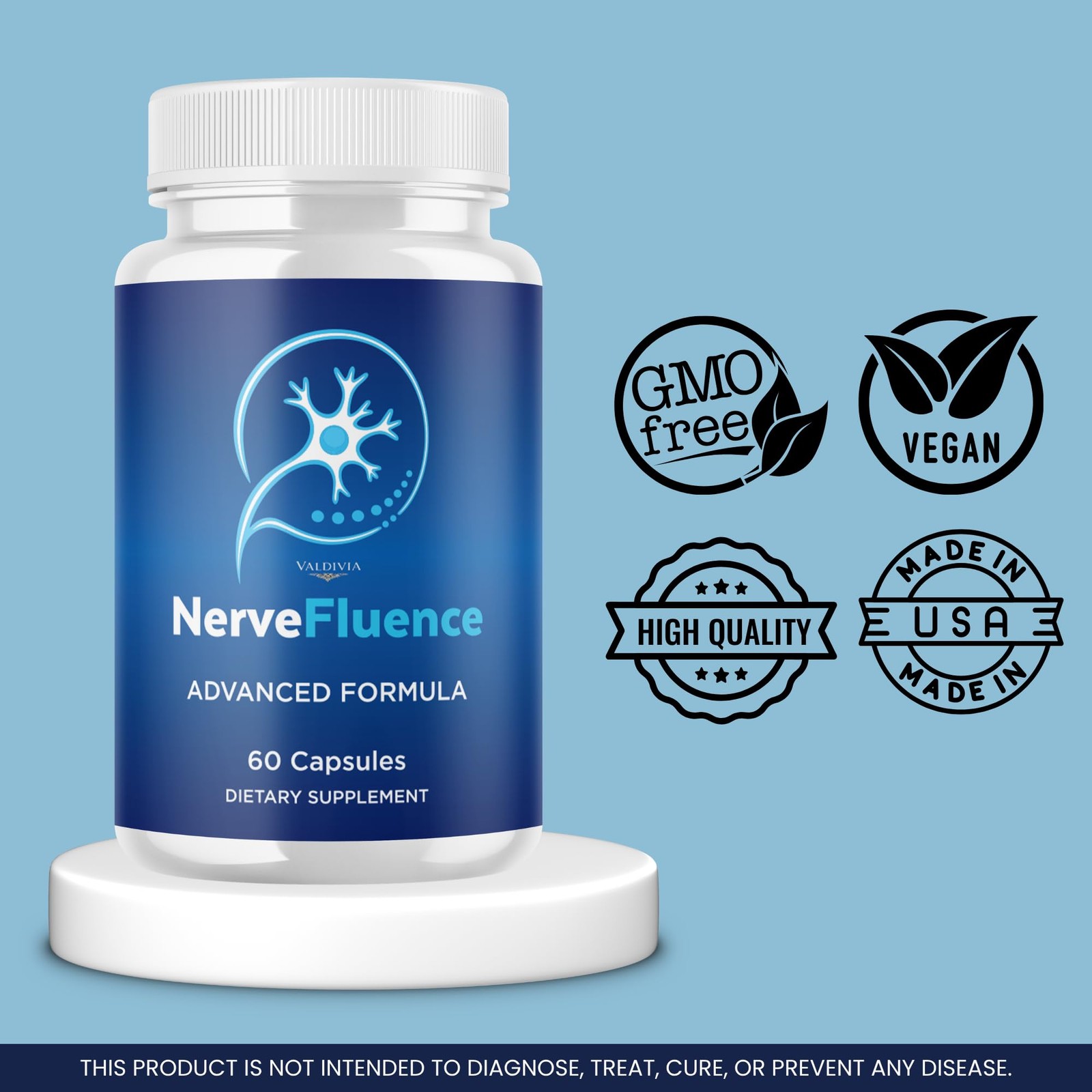 Valdivia (5 Pack) NerveFluence Capsules 300 Capsules 5 Pack Made in USA