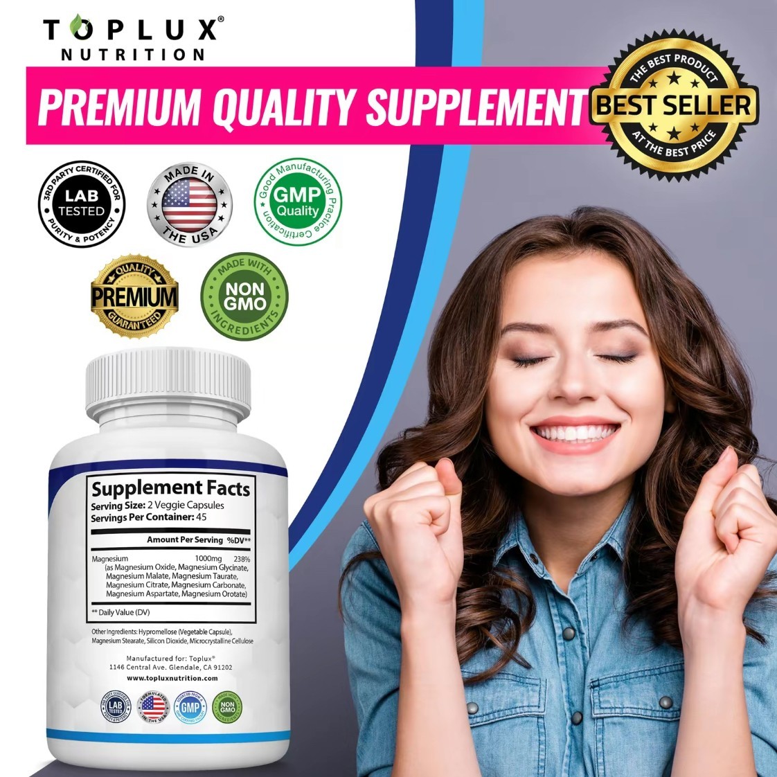 Magnesium Complex with 8 Essential Types – Edible Supplement for Fitness & Healt