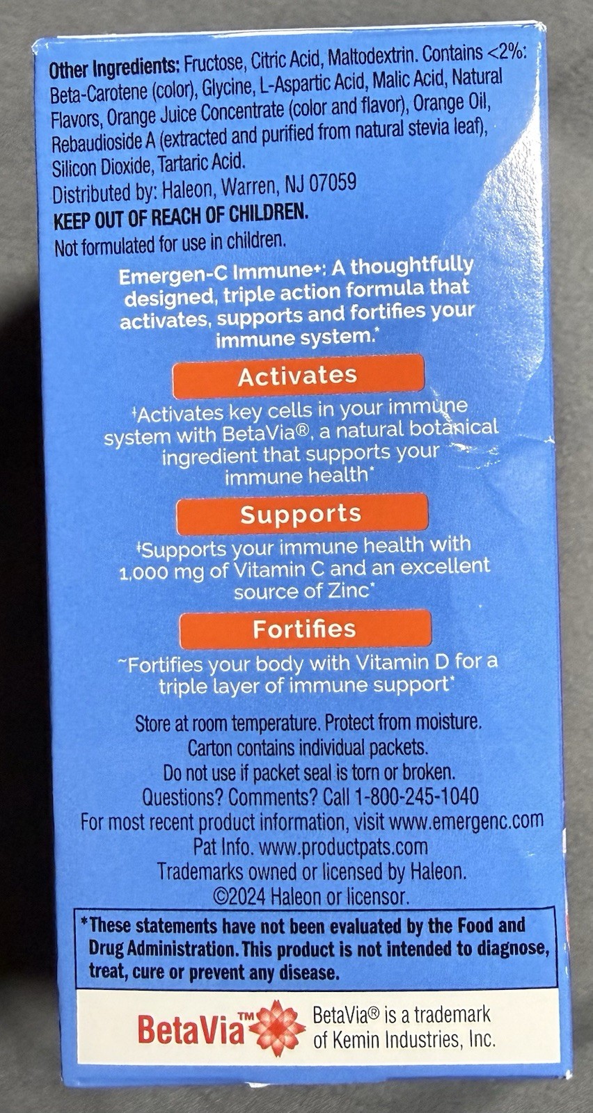 Emergen-C Immune+ Super Orange 10 Packets 1000mg Vitamin C Zinc Exp 02/2027