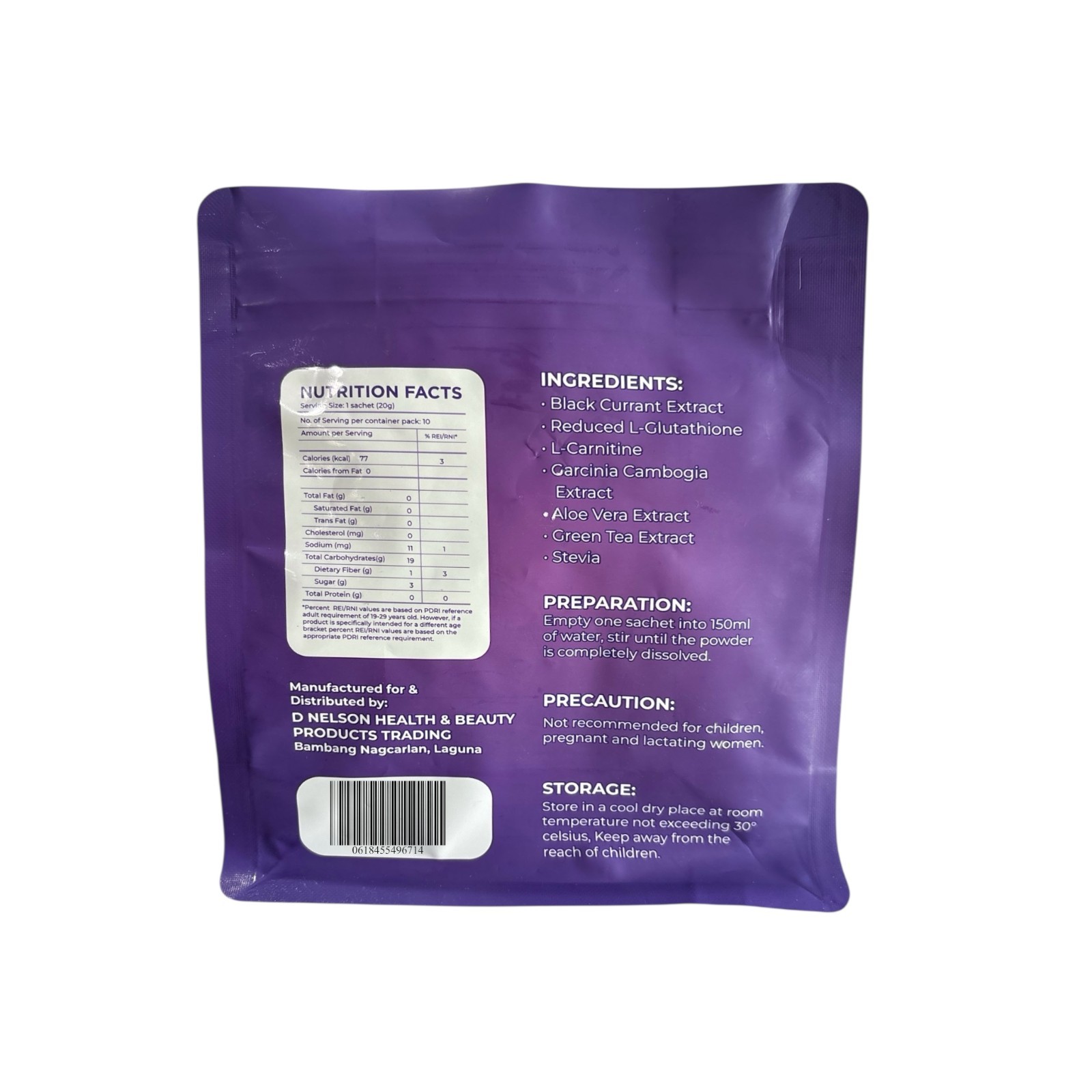 Tala Glow Black Currant + L-Glutathione Herbal Drink 10 Sachets 20g