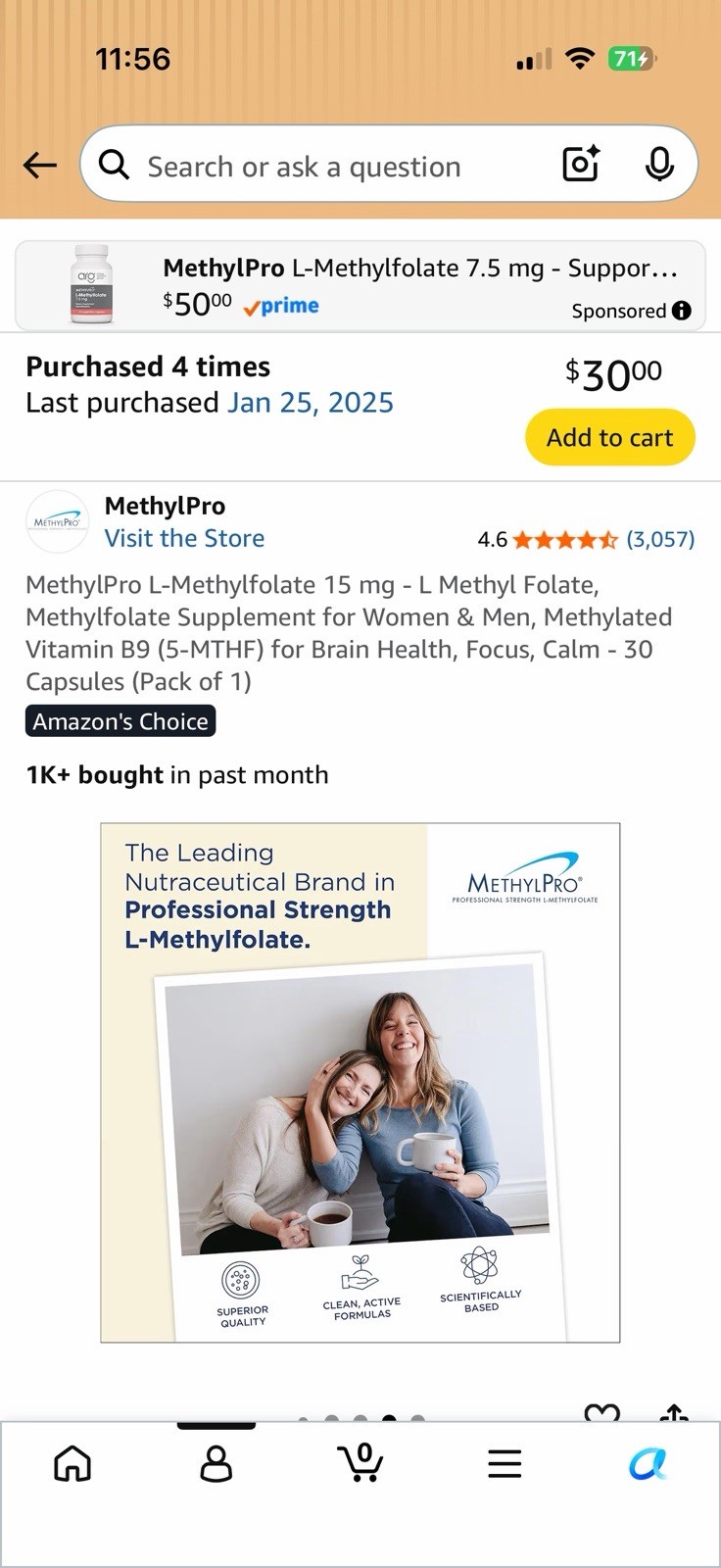 MethylPro L-Methylfolate 15 mg 30 Capsules Gluten Free Dairy Free MPN 801066A