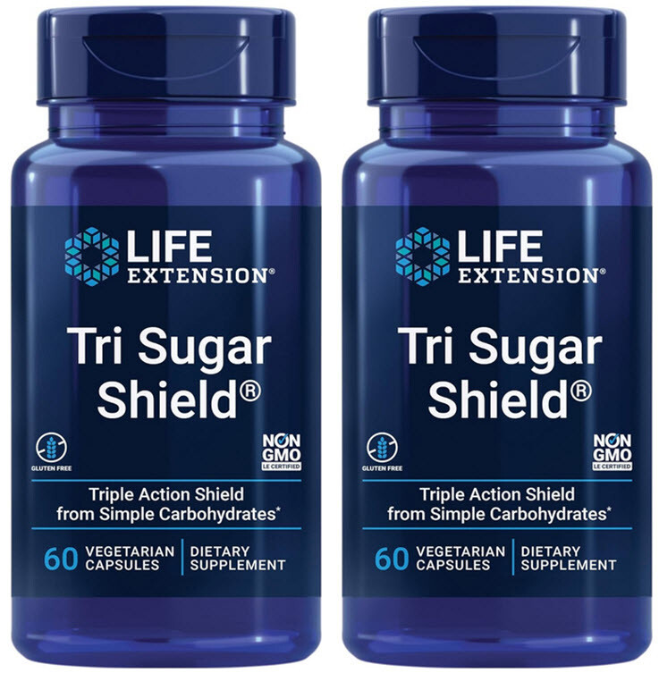 TRI SUGAR SHIELD BLOOD SUGAR GLUCOSE SUPPORT 120 Capsule 500mg LIFE EXTENSION