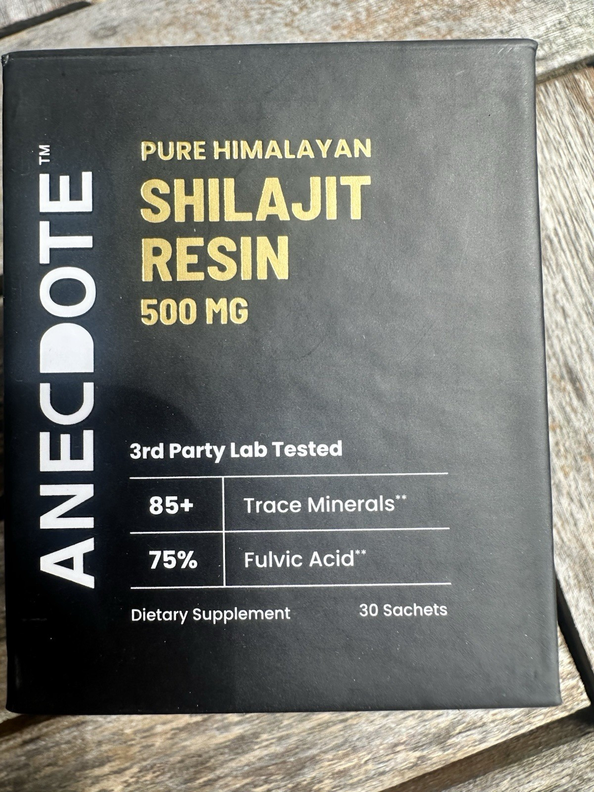 AnecDote Pure Himalayan Shilajit Resin 500mg 30 Sachets Vegan Cruelty-Free