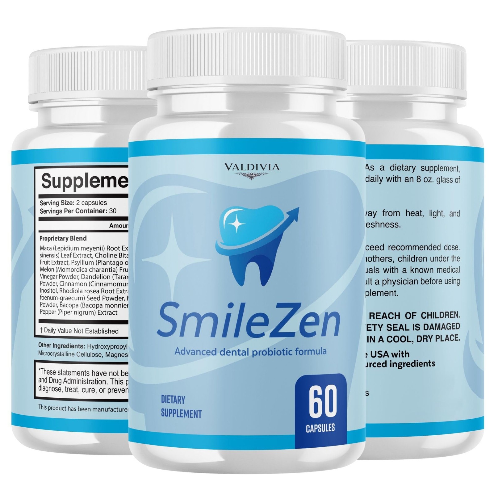 SmileZen Oral Health Probiotic Supplement Capsules Gums Teeth 3 Pack 180Ct