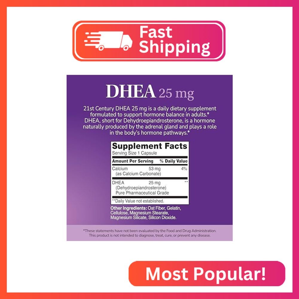 21st Century DHEA 25 mg Capsules (90 Count), Hormone Balance Dietary Supplements