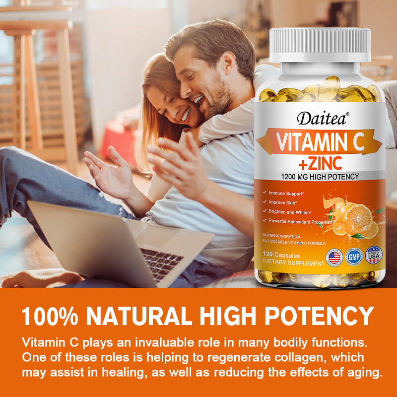 Liposomal Vitamin C + Zinc High Absorption Vit C Immune Supplements 1200mg
