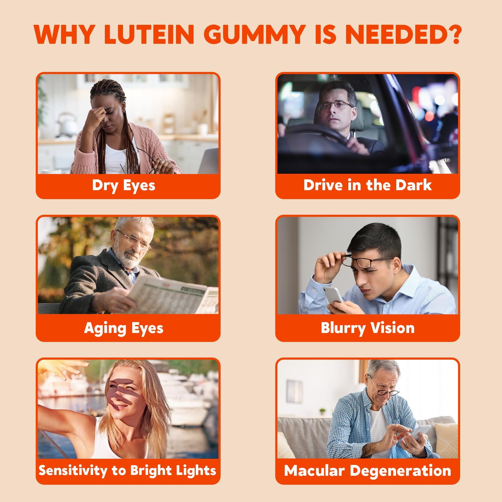 Sugar-Free Lutein Zeaxanthin Supplements Gummies (25mg) 60 Count (Pack of 1)