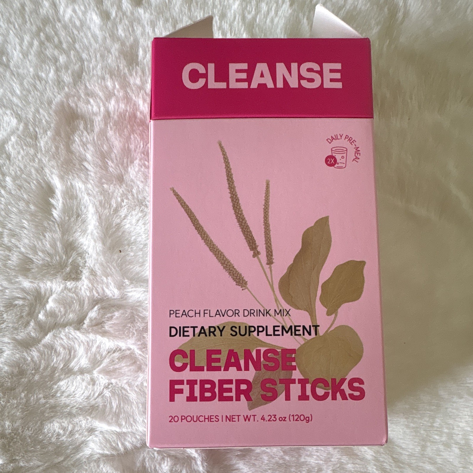 Cleanse Fiber Sticks Peach Drink Mix Fiber Supplement 20 Pouches 4.23 oz