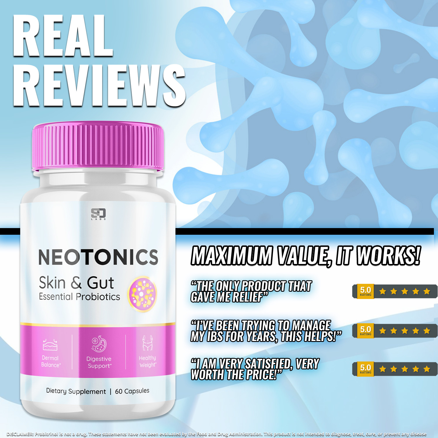 (2 Pack) Neotonics, Neotonics Skin & Gut, Neotonics Probiotics (120 Capsules)