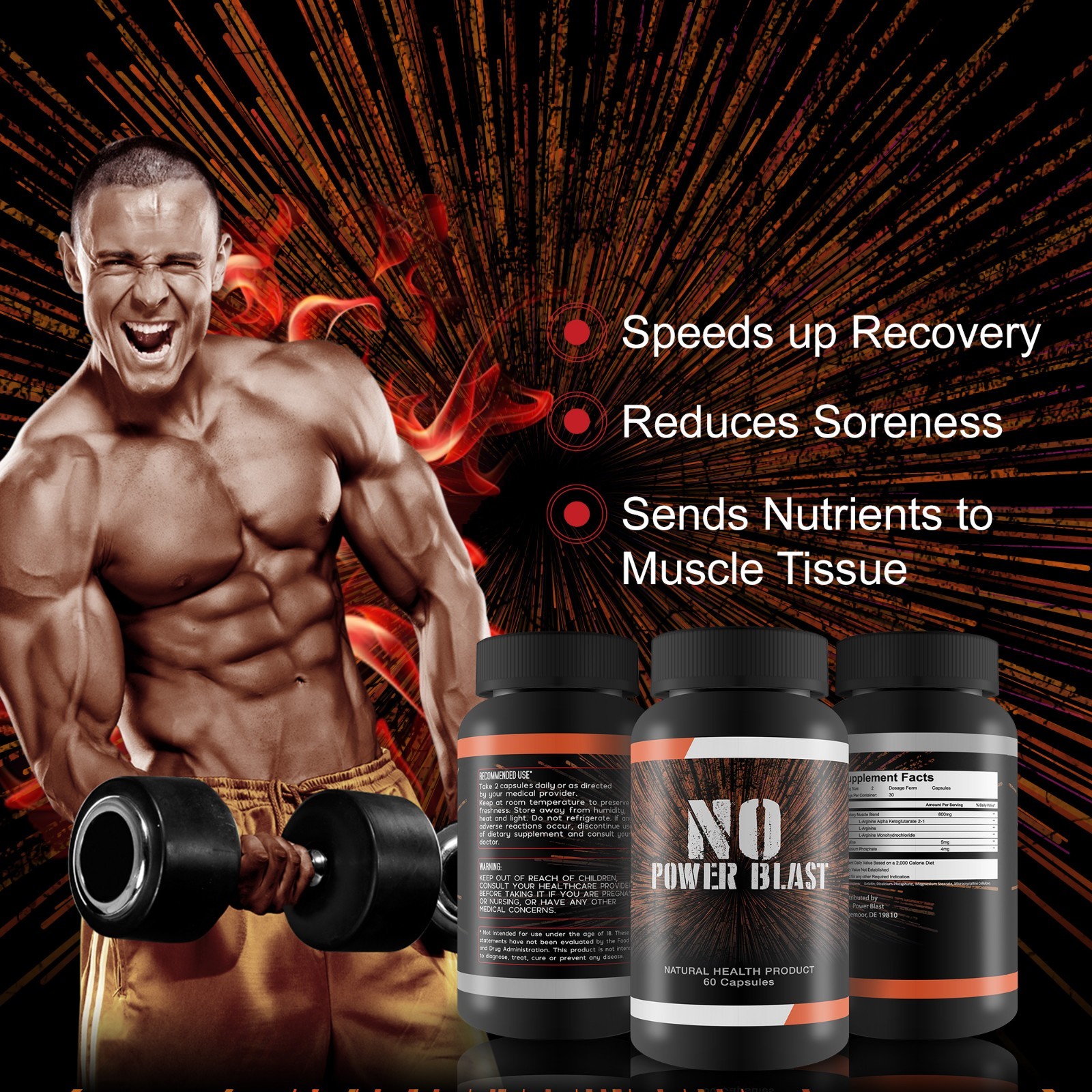 NITRIC OXIDE POWER BLAST -Breakthrough NO Booster for Size, Endurance