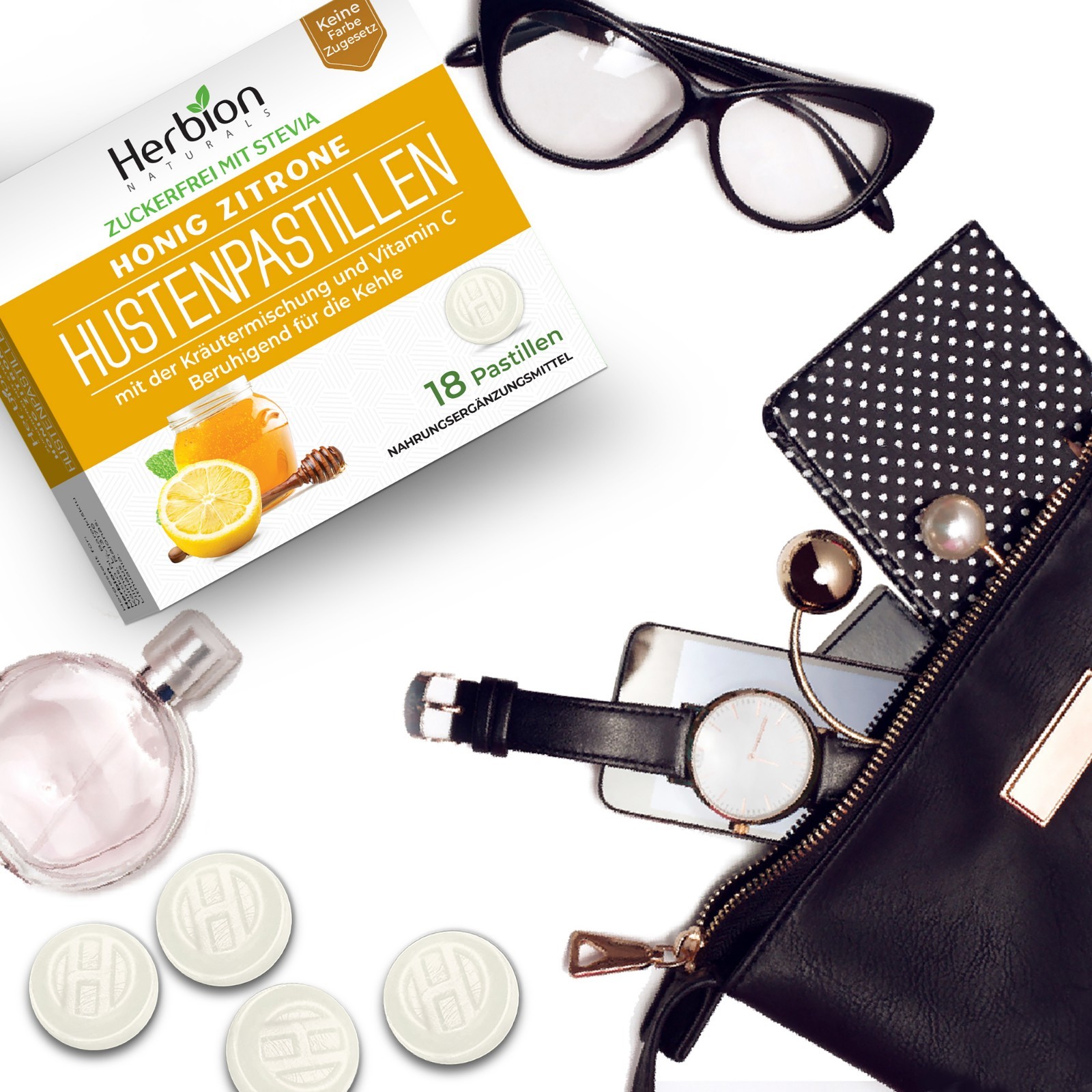 Herbion Sugar-Free Honey Lemon Throat Lozenges | 48 Packs 18 Counts