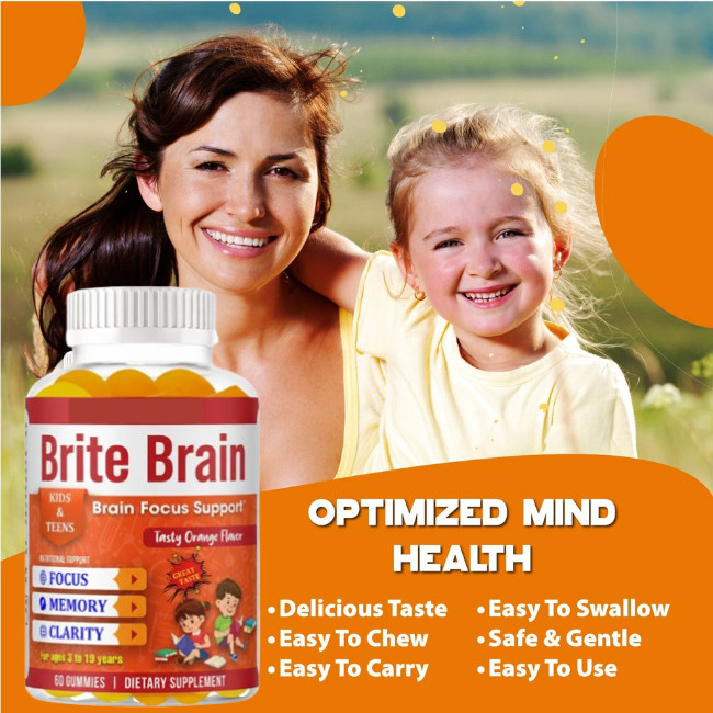 Kids Brain Booster Focus Booster, Omega+DHA Gummies, Memory & Mental Clarity