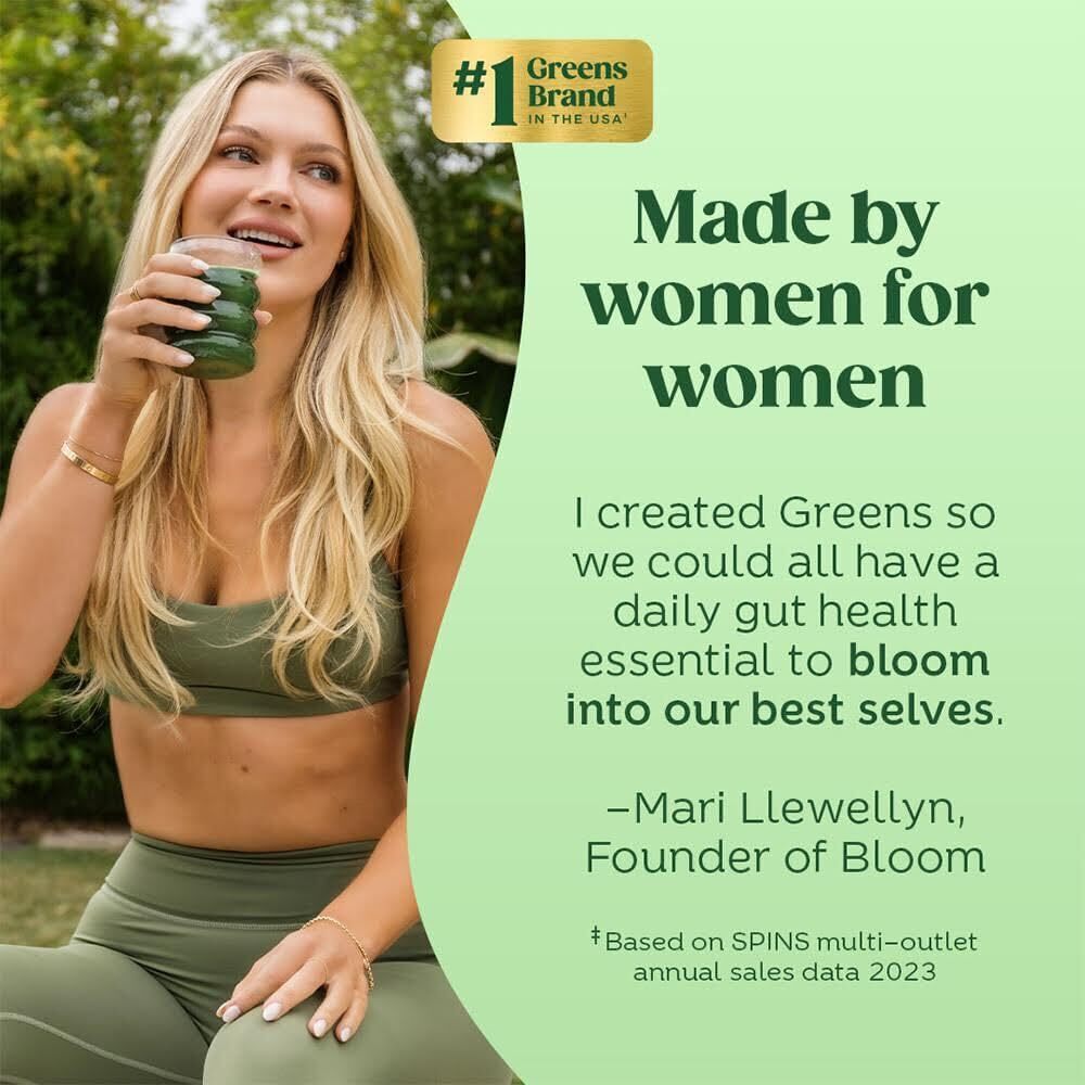 Bloom Greens Superfoods Powder 30 Servings Mango Flavor Gut Health Energy Boost