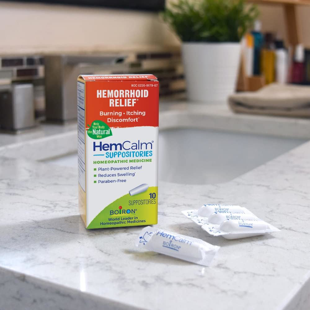 Boiron HemCalm Suppositories for Hemorrhoid Relief of Pain, Itching, Swelling or