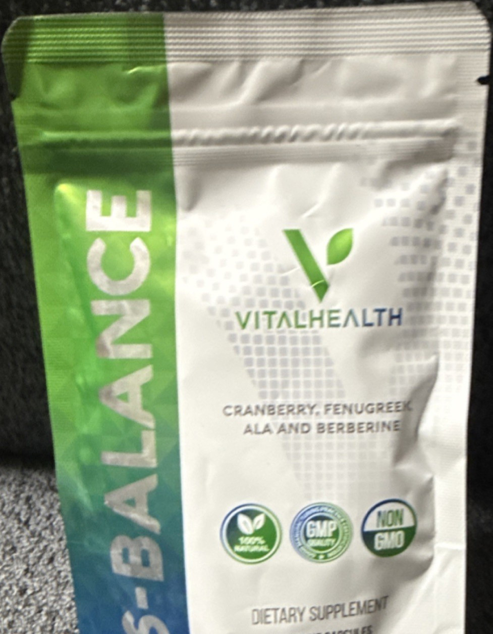 VitalHealth S-Balance Blood Sugar Support Capsules 60ct ALA Berberine Non-GMO
