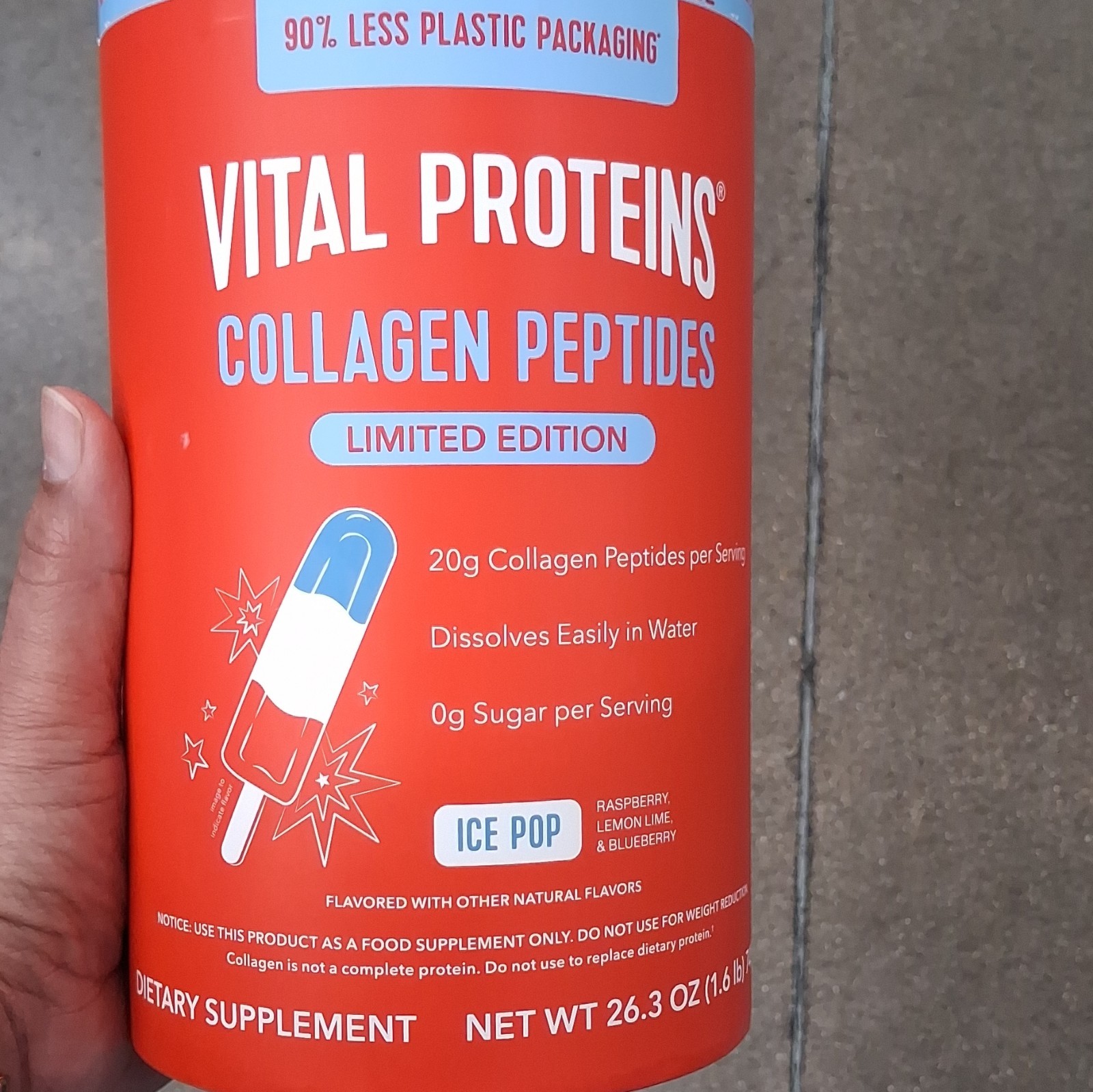 Vital Proteins Collagen Peptides Powder, 0 g Sugar, Ice Pop Flavor, 26.3 oz