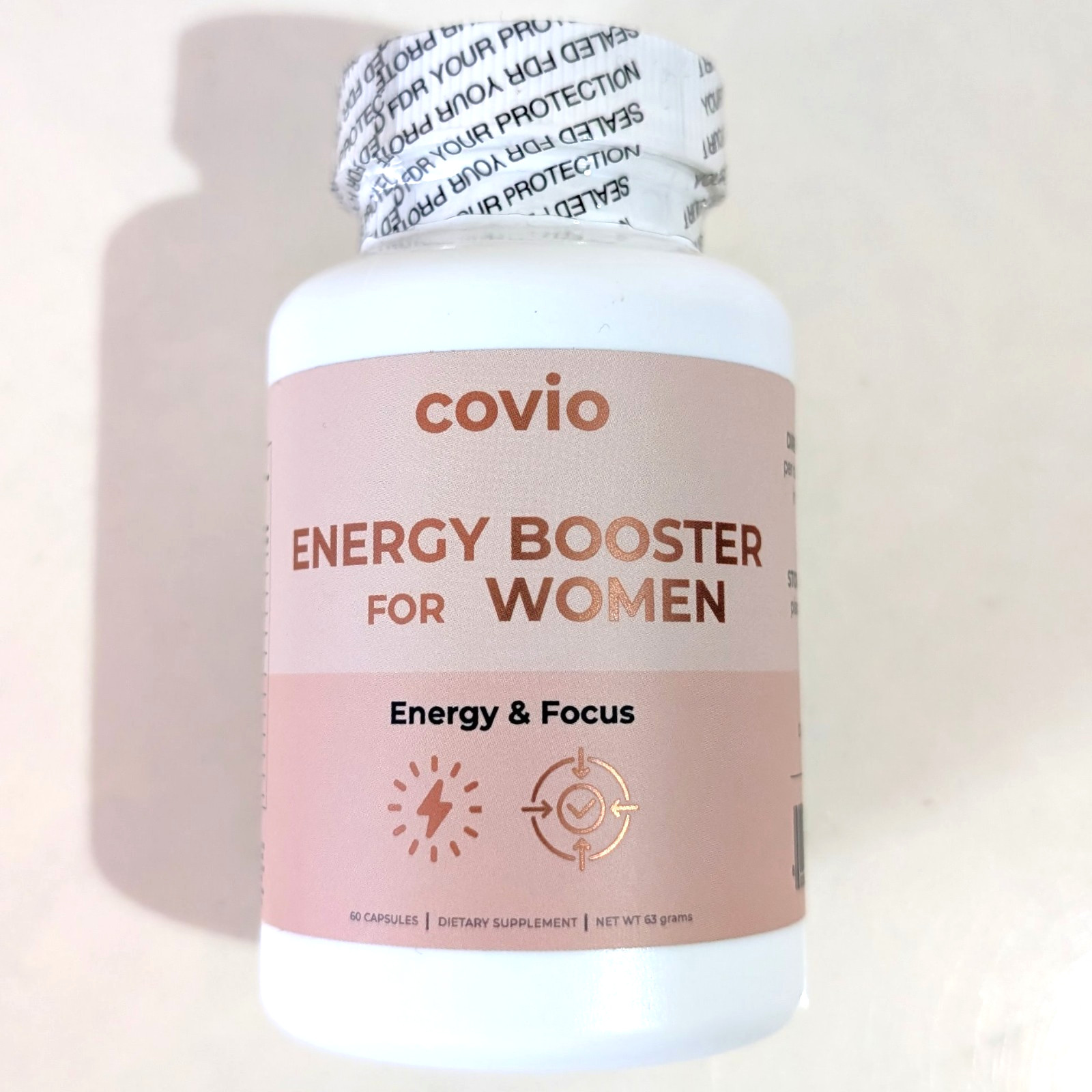 Covio Energy Booster Capsules for Women L-Tyrosine Cordyceps 60Ct Exp 12/29/2028
