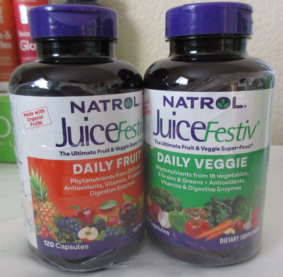 Natrol JuiceFestiv Daily Fruit & Daily Veggie 240ct Total New Sealed EXP 6/25