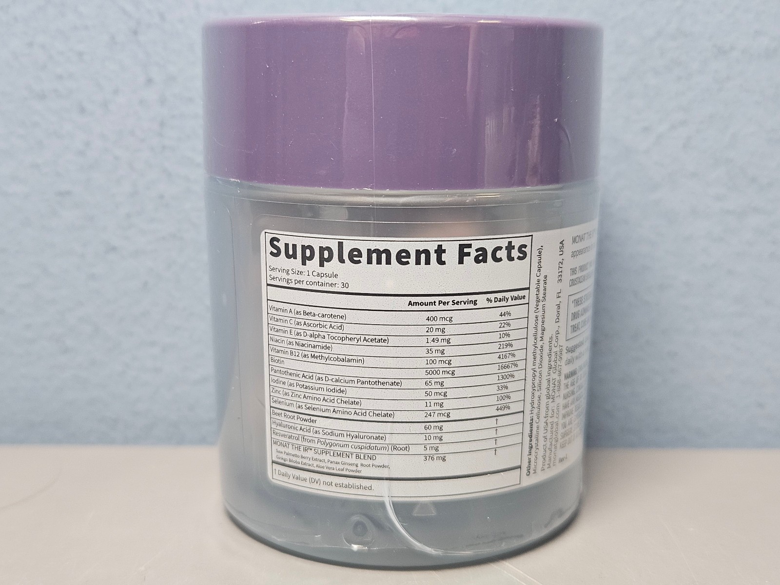 NO BOX Monat The IR Supplement 30 Vegan Capsules – New & Sealed Exp 1/2028