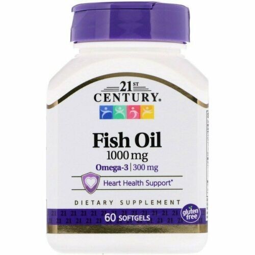 21st Century Fish Oil 1000mg Omega 3 300mg Heart Health Support Softgels 60 ct