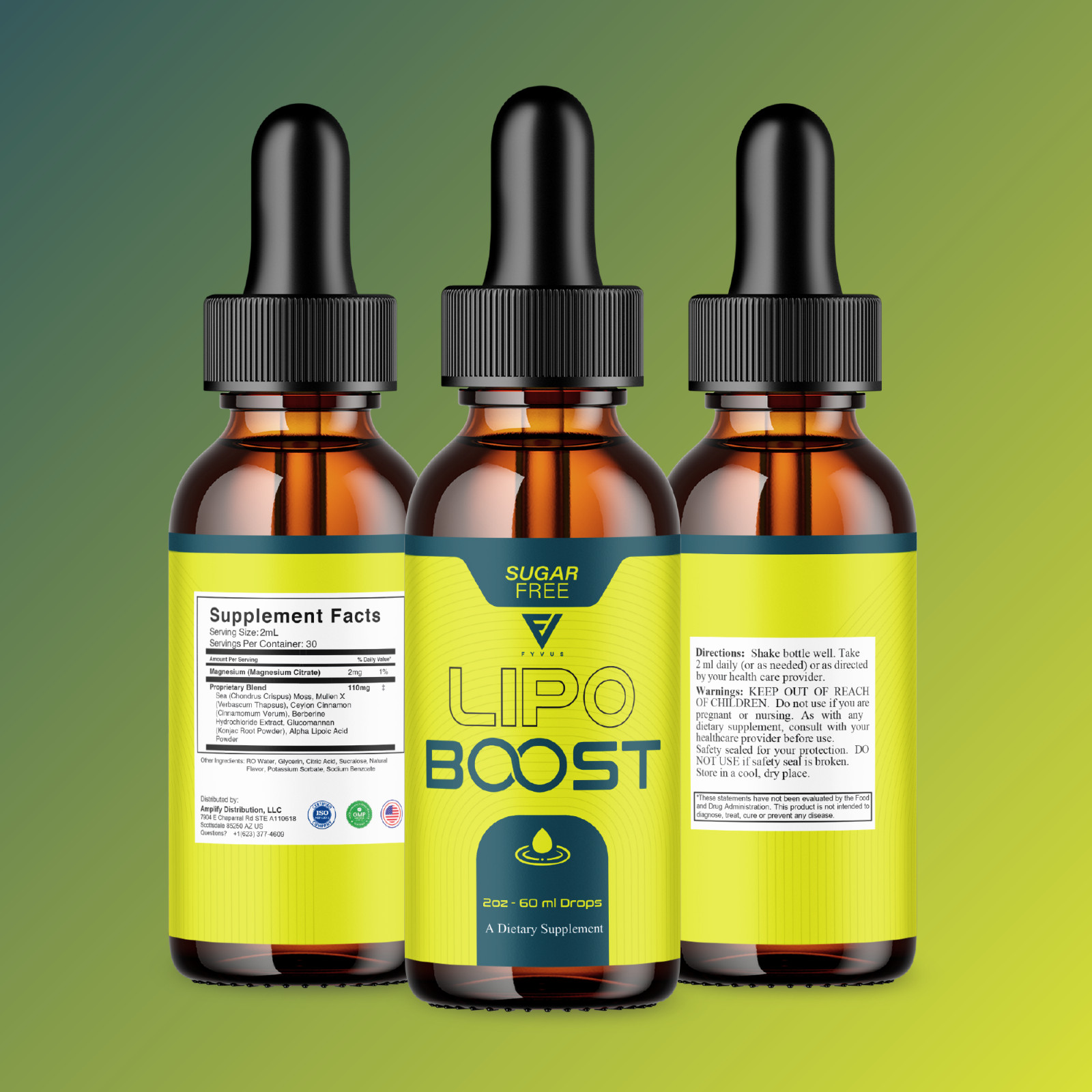 (5 Pack) Lipo Boost Advanced Drops, LipoBoost Maximum Support Formula (10oz)