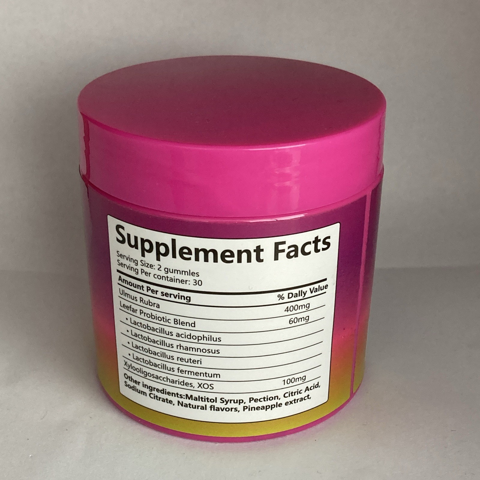 Boqiao Women’s Probiotic + Slippery Elm Gummies Pineapple 400mg 60 Ct