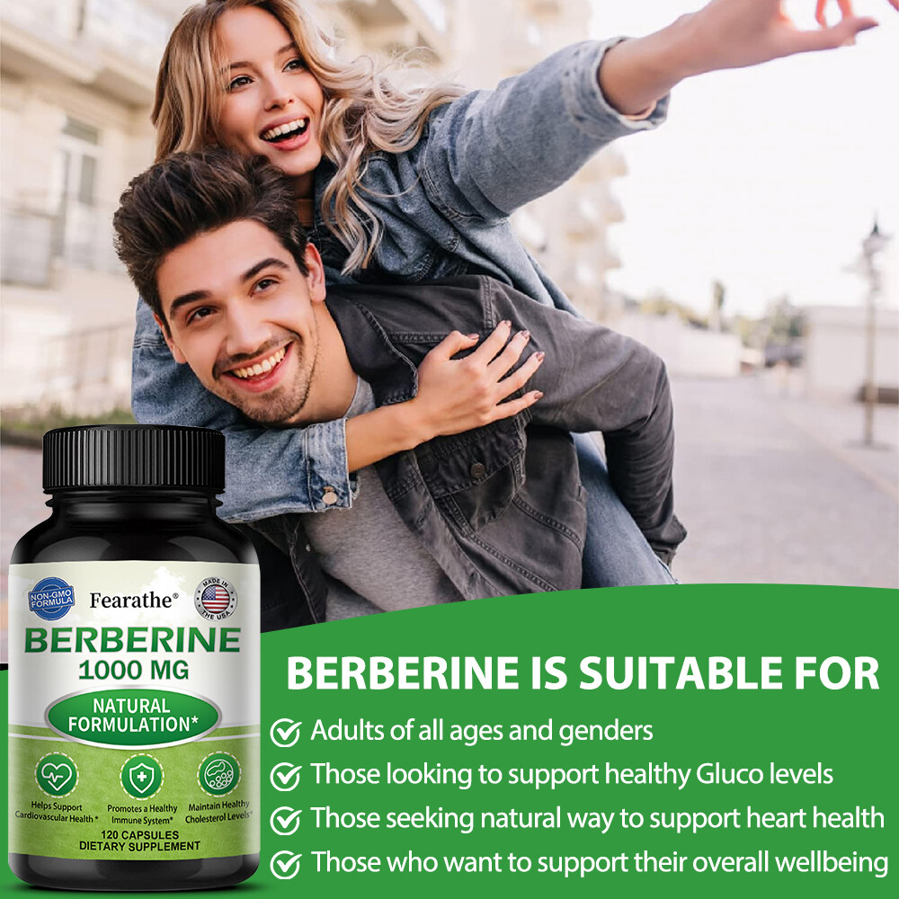 Berberine HCL Extract 1000mg, Healthy Cholesterol, Blood Sugar Suppot