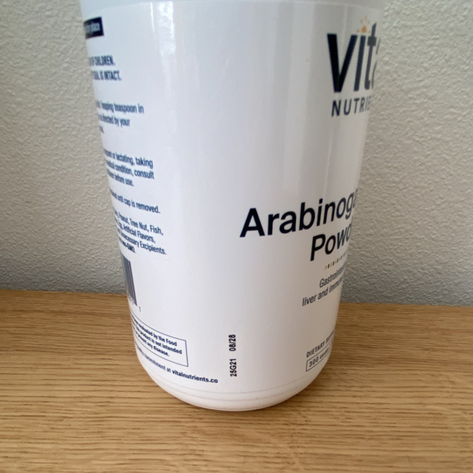 Vital Nutrients Arabinogalactan Powder 300g Gastrointestinal & Immune Support V…