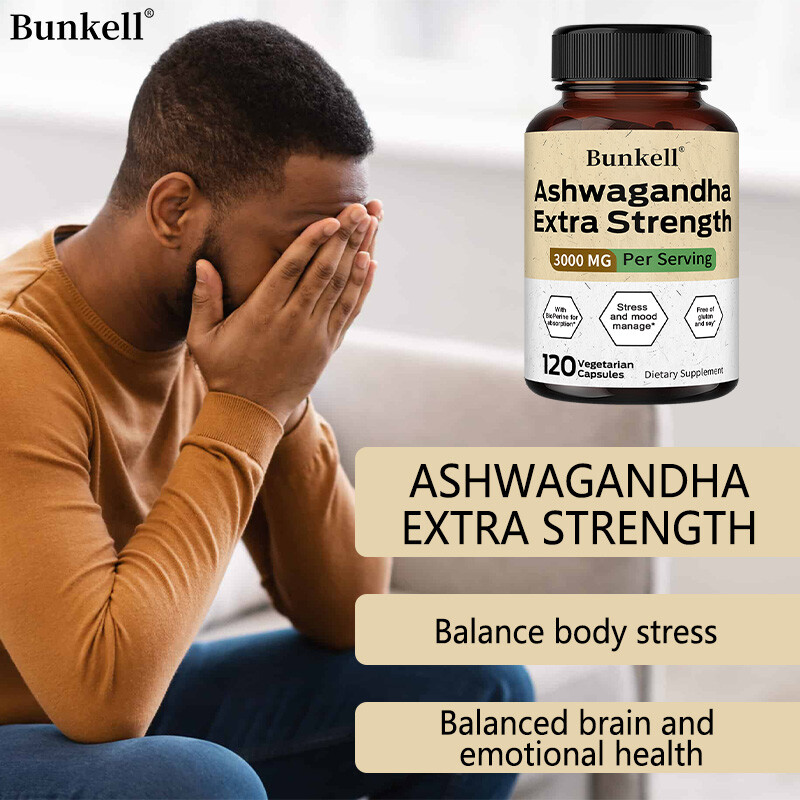 Organic Ashwagandha Capsules 3000mg Supplement w/ Black Pepper Root Powder