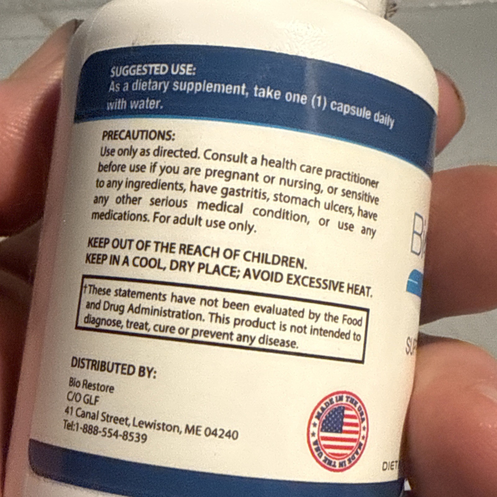 BIO RESTORE JOINT FOR HEALTHY JOINTS 30 DAY SUPPLY