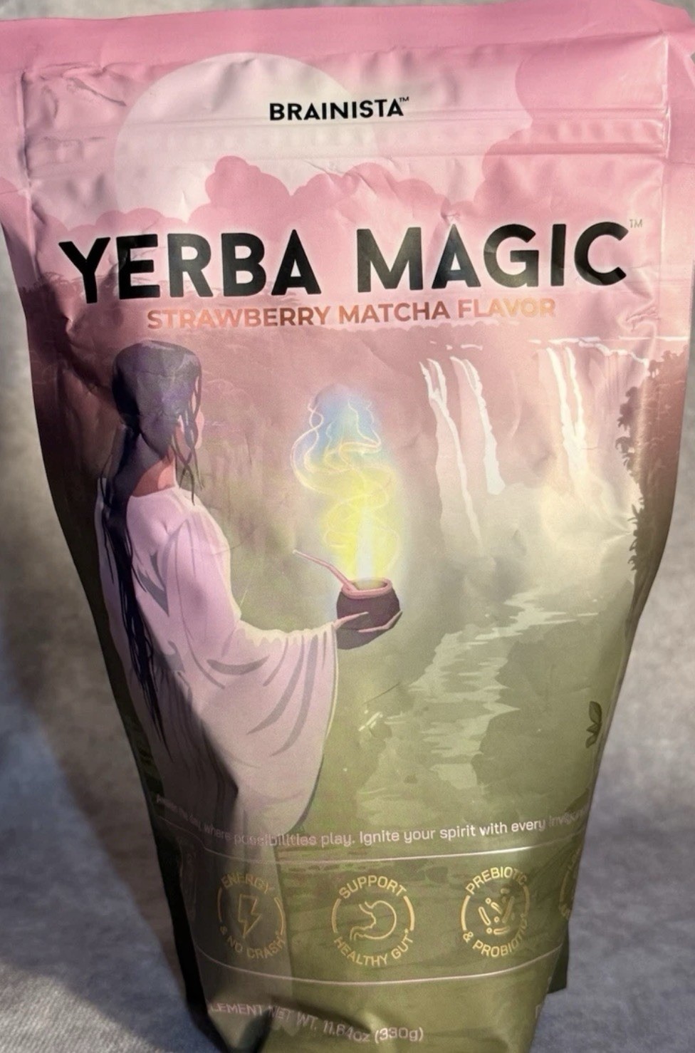 Brainista Yerba Magic Yerba Mate Powder Strawberry Matcha 11.64oz