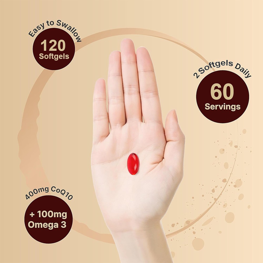 CoQ10 400mg with Omega 3 | Heart & Energy Support 30/60/120 Softgels