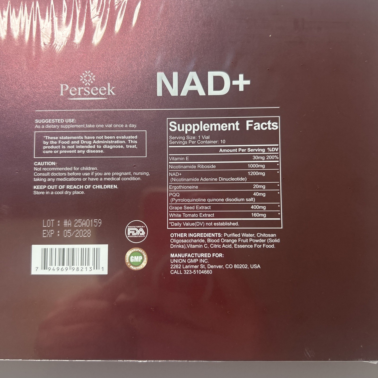 Perseek NAD+ Advanced Cellular Renewal Anti-Aging Vials 15mL x10