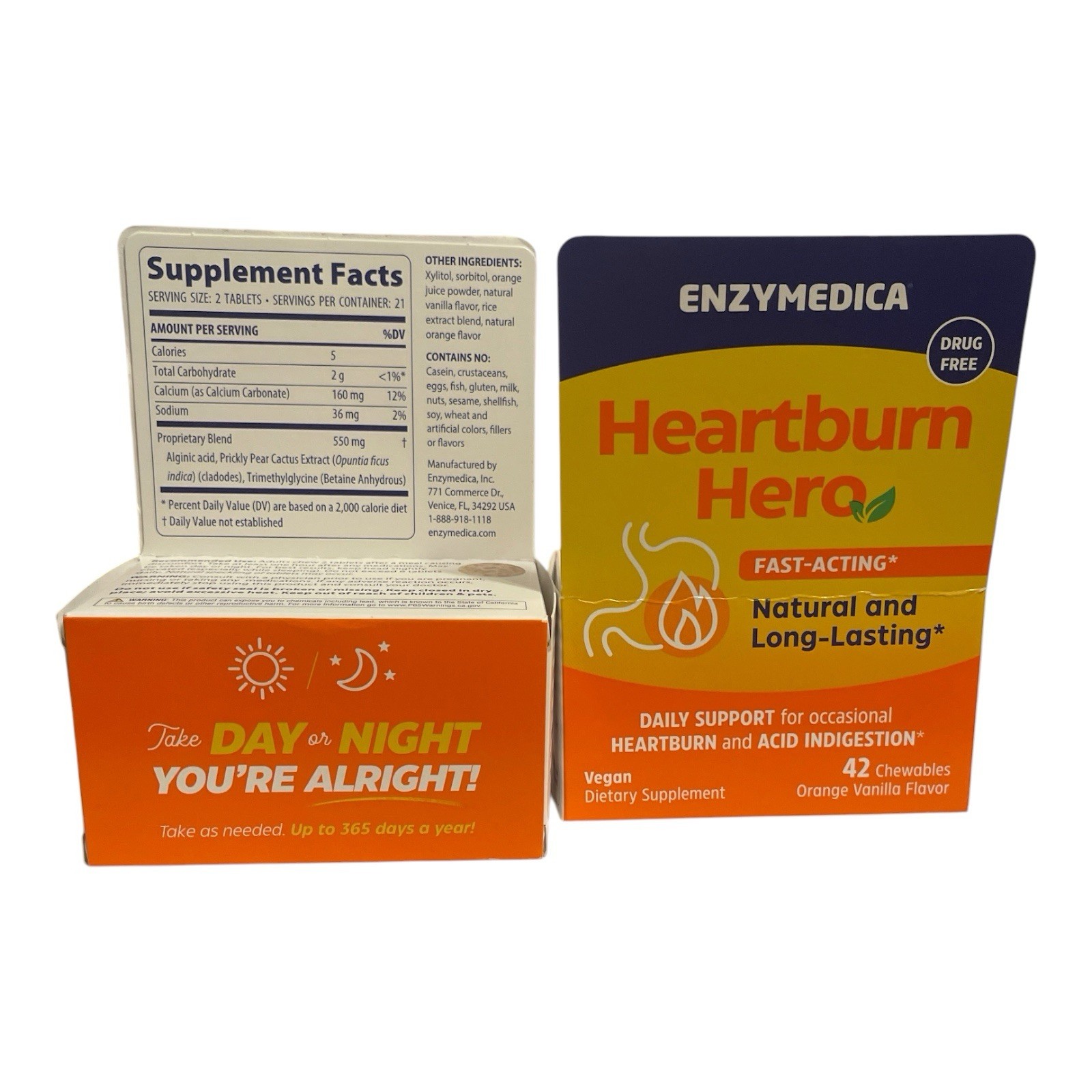 Enzymedica Heartburn Hero Fast-Acting Chewables 42 Count Pack of 2