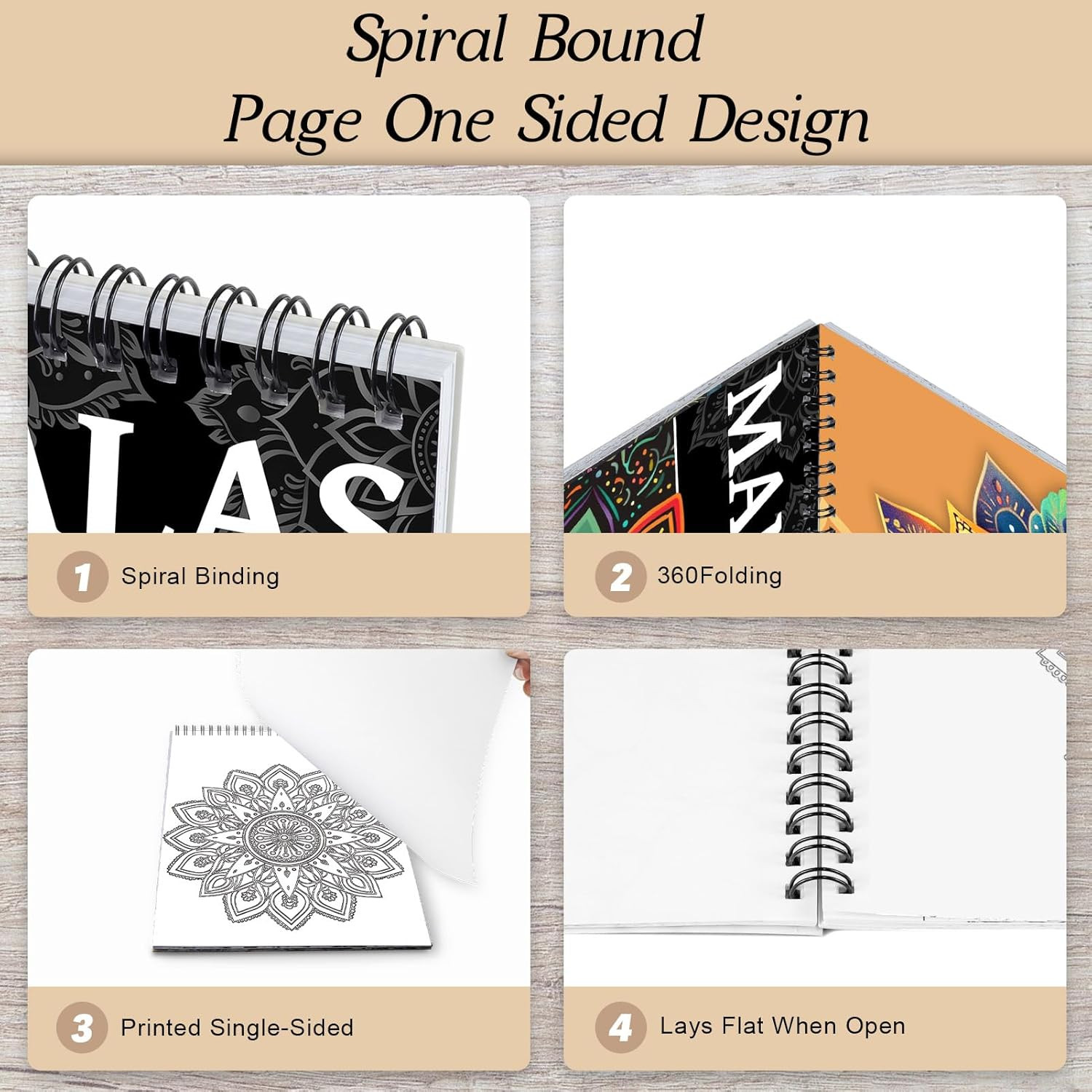 Mandala Coloring Books for Adult Women Spiral Bound Page Printed Single-Sided Gi