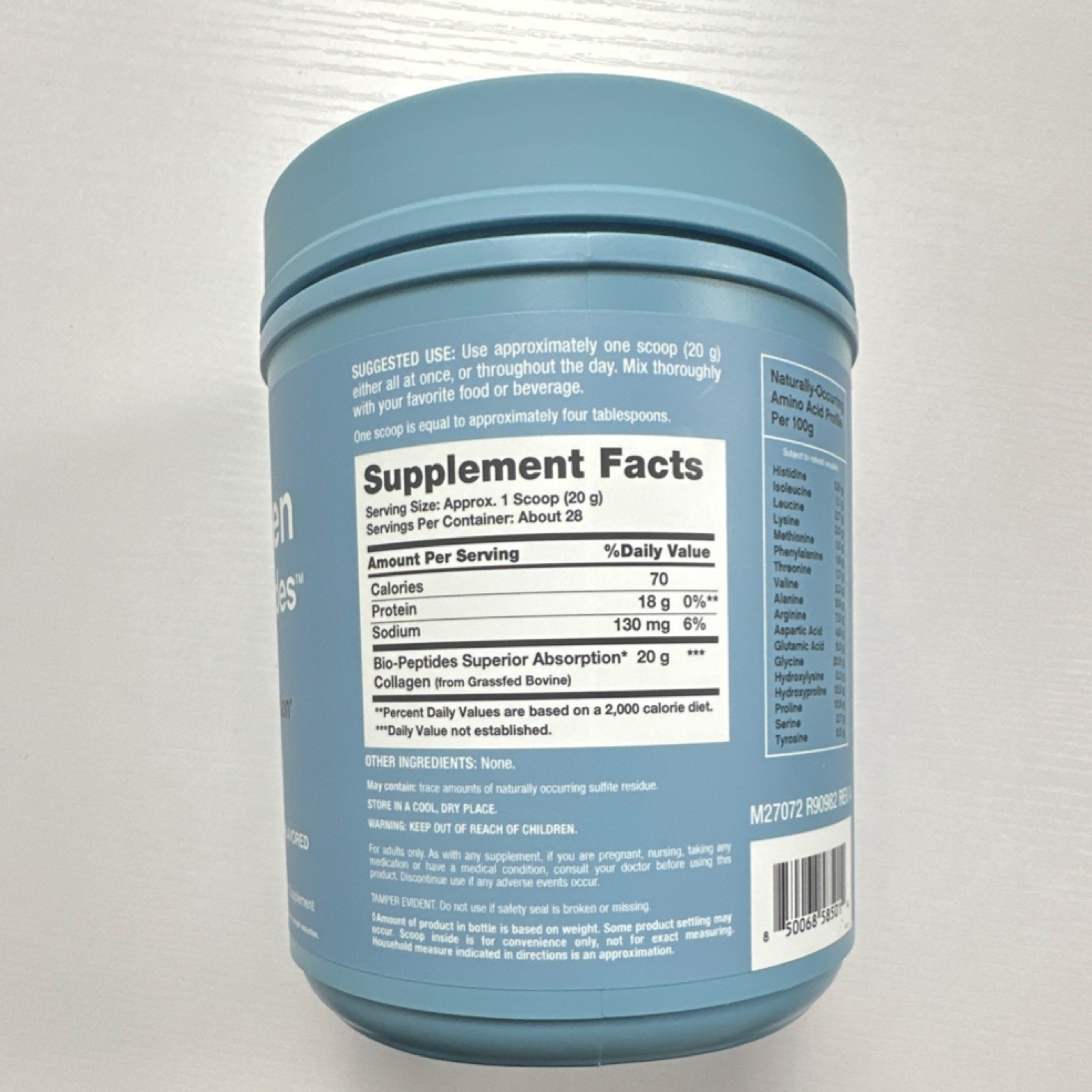 NeoCell Collagen Bio-Peptides Powder Grassfed Unflavored Keto Kosher 20oz