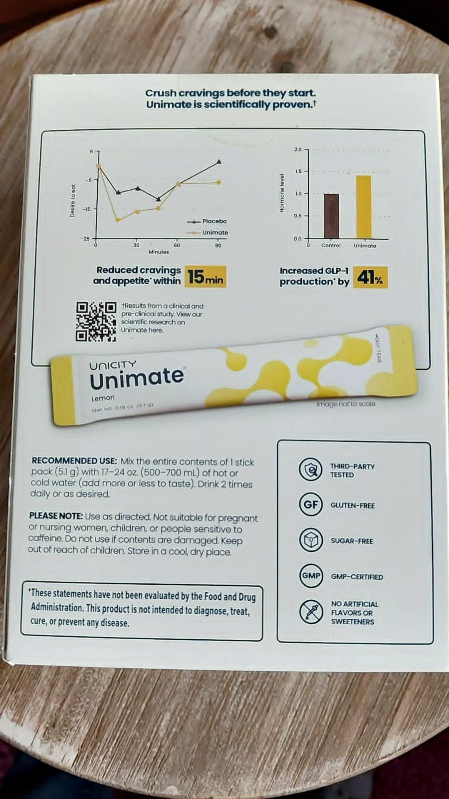 Unicity Unimate Natural Lemon Flavor 30 Packs/Sticks NEW SEALED Exp Dec 2027